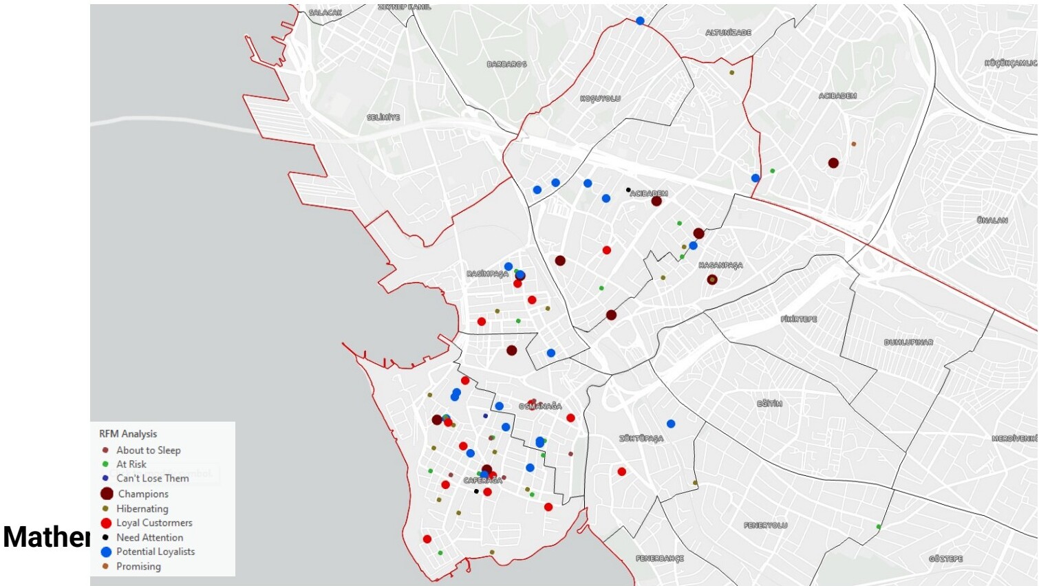 Spatial RFM analysis of existing Vego customers